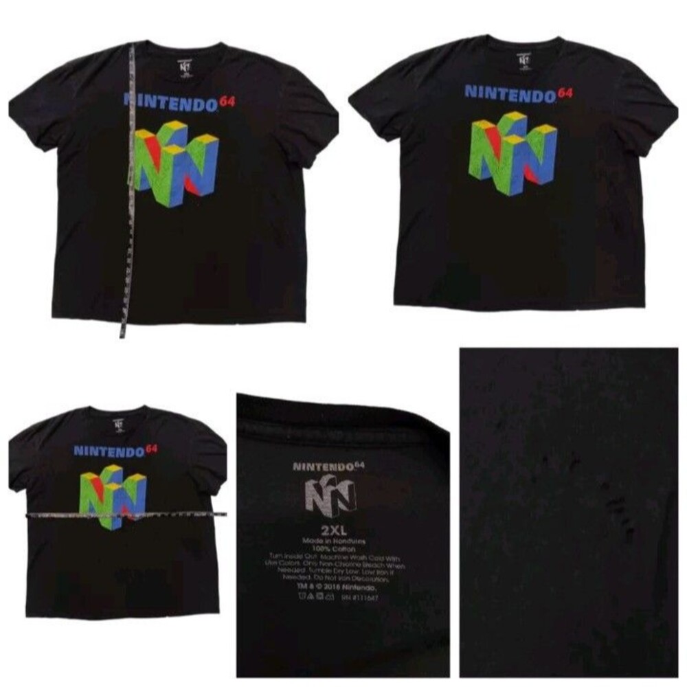 Nintendo 64 N64 Logo T-Shirt Black Tee Men XL Retro Gaming 2020 spell out gamer